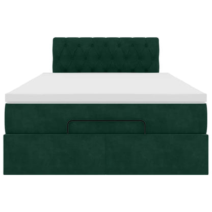 vidaXL Ottomane Bett mit Matratze & LEDs Dunkelgrün 120x190 cm Samt