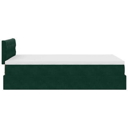 vidaXL Ottomane Bett mit Matratze & LEDs Dunkelgrün 120x190 cm Samt