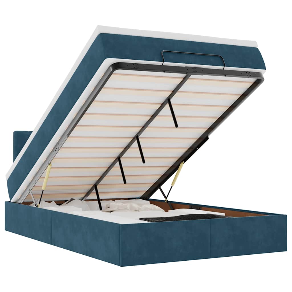 vidaXL Lit ottomane avec matelas et LED Bleu foncé 120x190 cm Velours