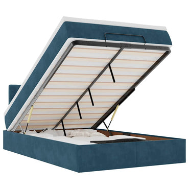 vidaXL Lit ottomane avec matelas et LED Bleu foncé 120x190 cm Velours