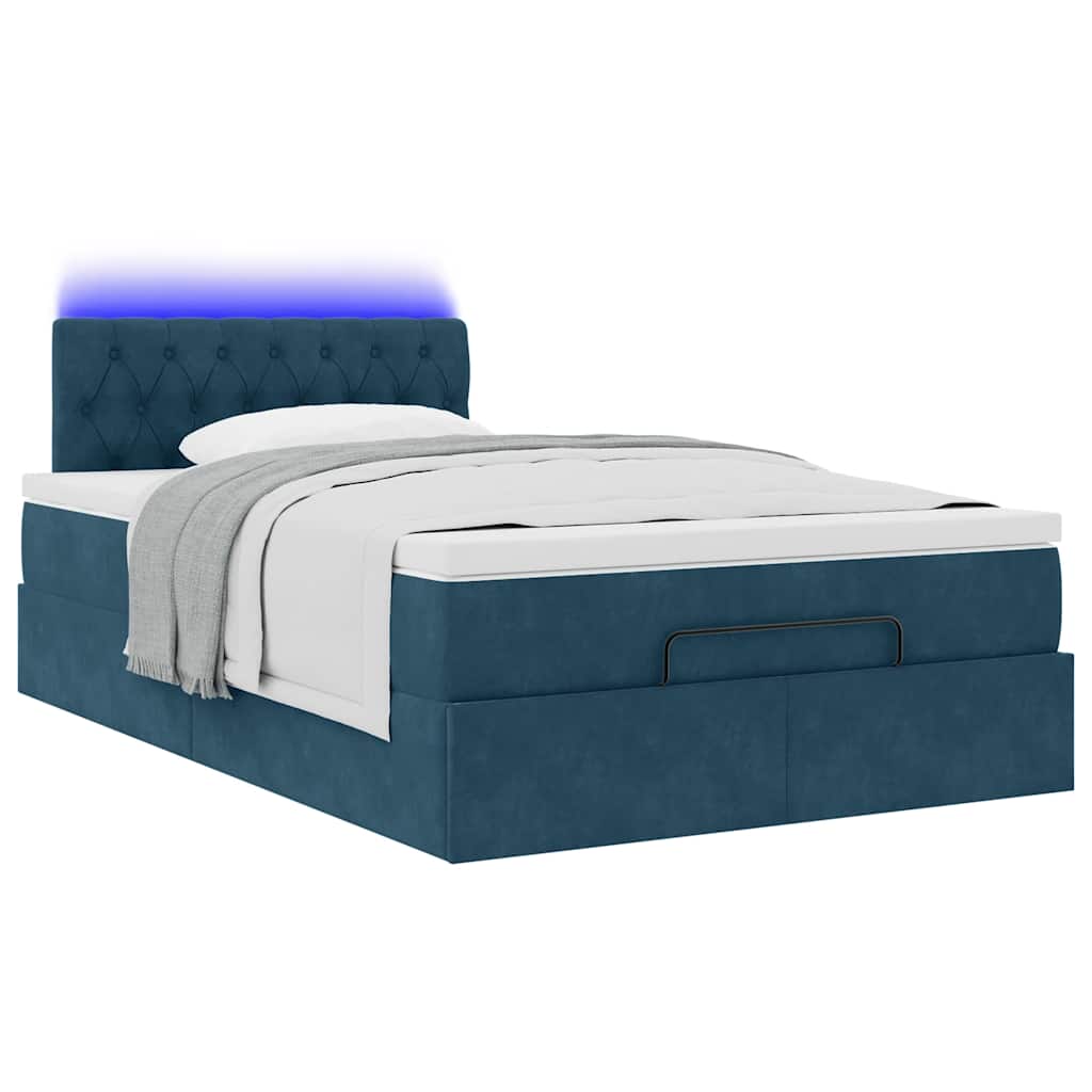 vidaXL Lit ottomane avec matelas et LED Bleu foncé 120x190 cm Velours