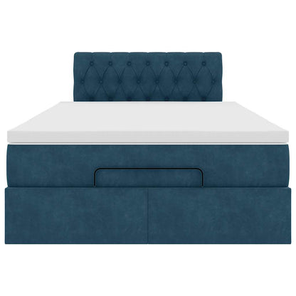 vidaXL Lit ottomane avec matelas et LED Bleu foncé 120x190 cm Velours