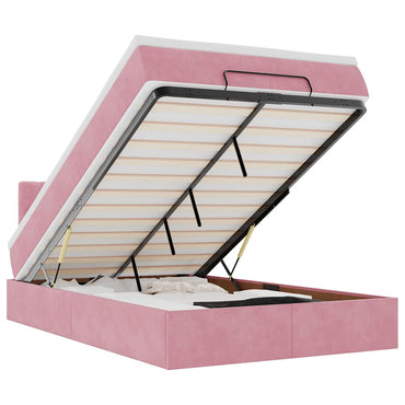 vidaXL Ottomane Bett mit Matratze & LEDs Rosa 120x190 cm Samt
