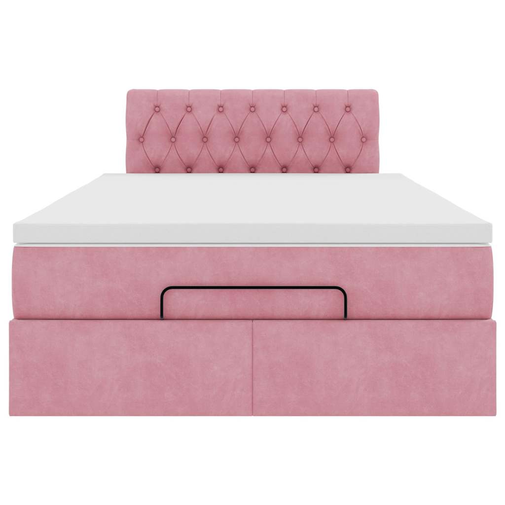 vidaXL Ottomane Bett mit Matratze & LEDs Rosa 120x190 cm Samt
