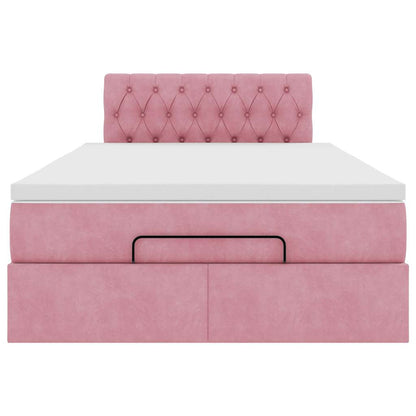 vidaXL Ottomane Bett mit Matratze & LEDs Rosa 120x190 cm Samt