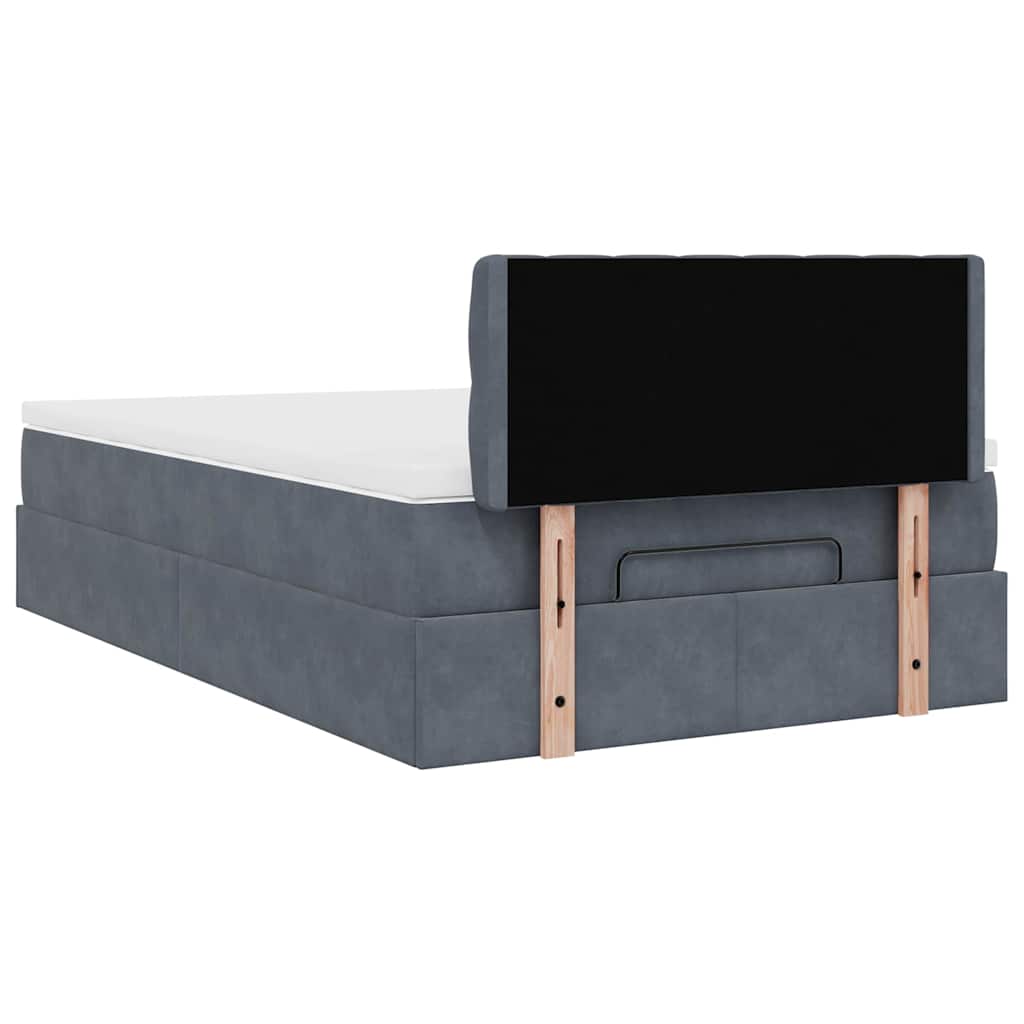 Ottoman-Bett mit Matratze & LEDs Dunkelgrau 120x200 cm Samt