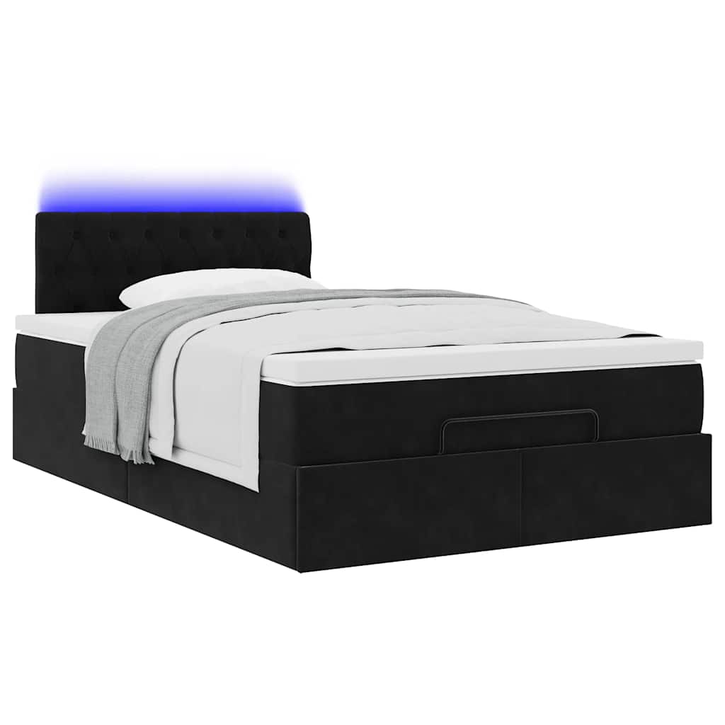vidaXL Ottoman-Bett mit Matratze & LEDs Schwarz 120x200 cm Samt