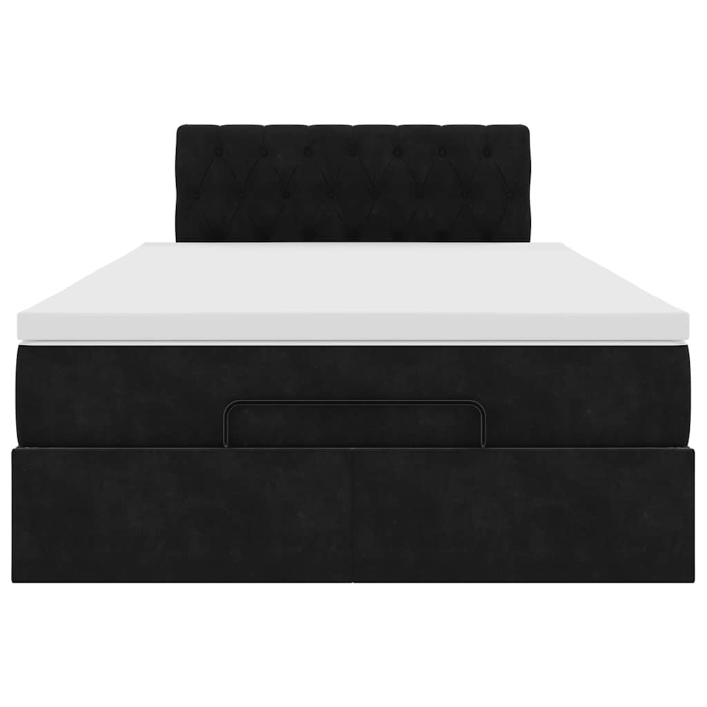 vidaXL Ottoman-Bett mit Matratze & LEDs Schwarz 120x200 cm Samt