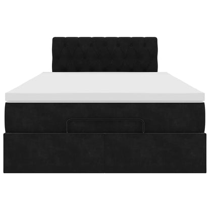 vidaXL Ottoman-Bett mit Matratze & LEDs Schwarz 120x200 cm Samt