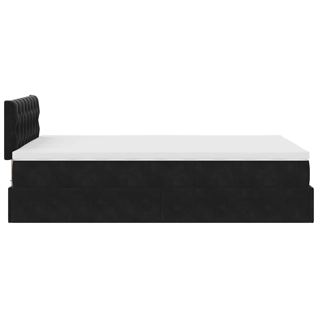 vidaXL Ottoman-Bett mit Matratze & LEDs Schwarz 120x200 cm Samt