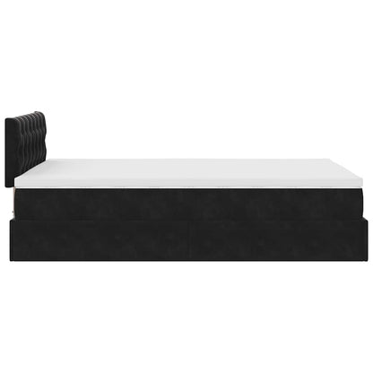 vidaXL Ottoman-Bett mit Matratze & LEDs Schwarz 120x200 cm Samt