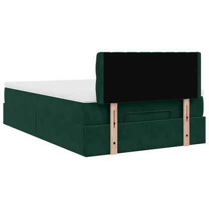 Ottoman-Bett mit Matratze & LEDs Dunkelgrün 120x200 cm Samt