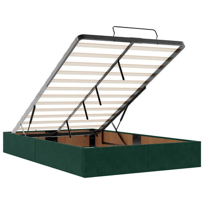 Ottoman-Bett mit Matratze & LEDs Dunkelgrün 120x200 cm Samt