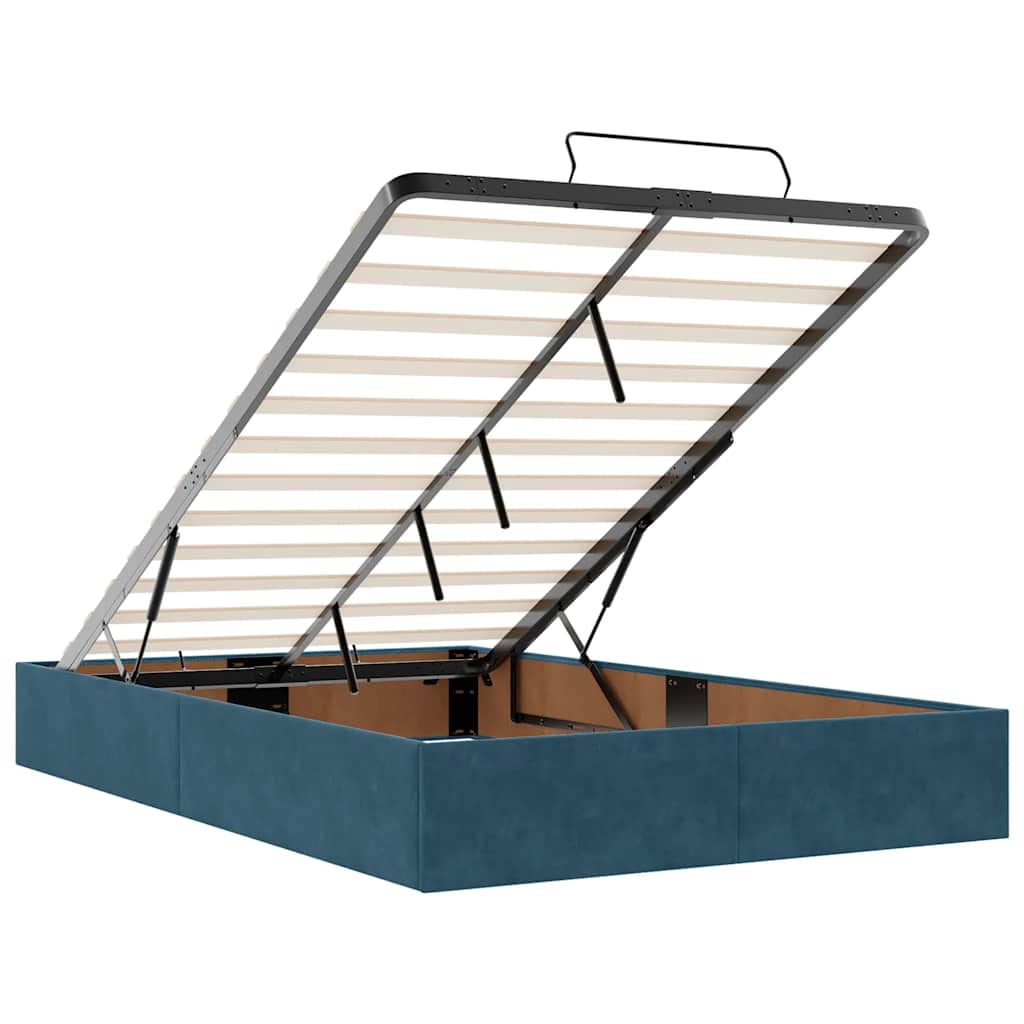 Ottoman-Bett mit Matratze & LEDs Dunkelblau 120x200 cm Samt