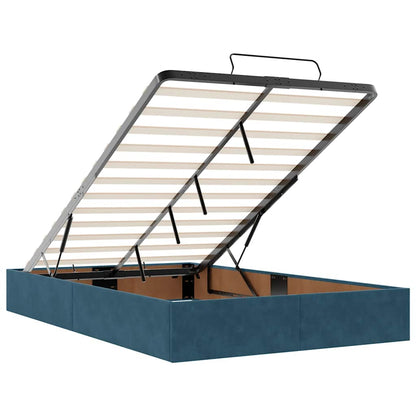 Ottoman-Bett mit Matratze & LEDs Dunkelblau 120x200 cm Samt