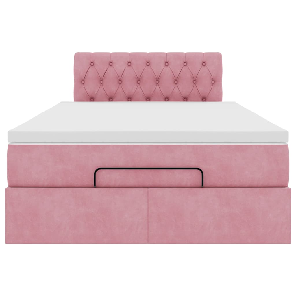 vidaXL Ottoman-Bett mit Matratze & LEDs Rosa 120x200 cm Samt