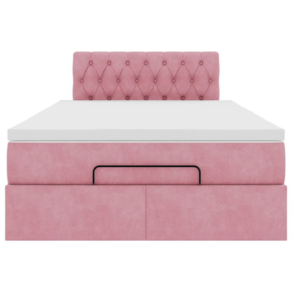 vidaXL Ottoman-Bett mit Matratze & LEDs Rosa 120x200 cm Samt