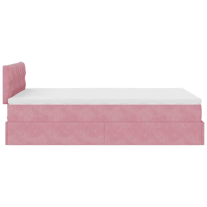 vidaXL Ottoman-Bett mit Matratze & LEDs Rosa 120x200 cm Samt