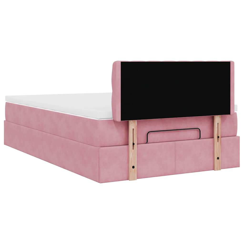 vidaXL Ottoman-Bett mit Matratze & LEDs Rosa 120x200 cm Samt