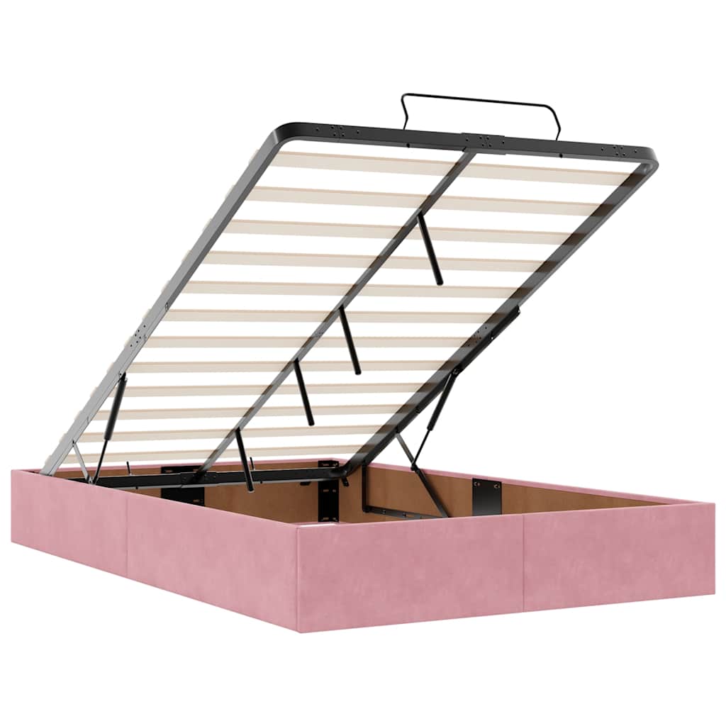 vidaXL Ottoman-Bett mit Matratze & LEDs Rosa 120x200 cm Samt