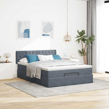 vidaXL Ottoman-Bett mit Matratze & LEDs Dunkelgrau 140x190 cm Samt