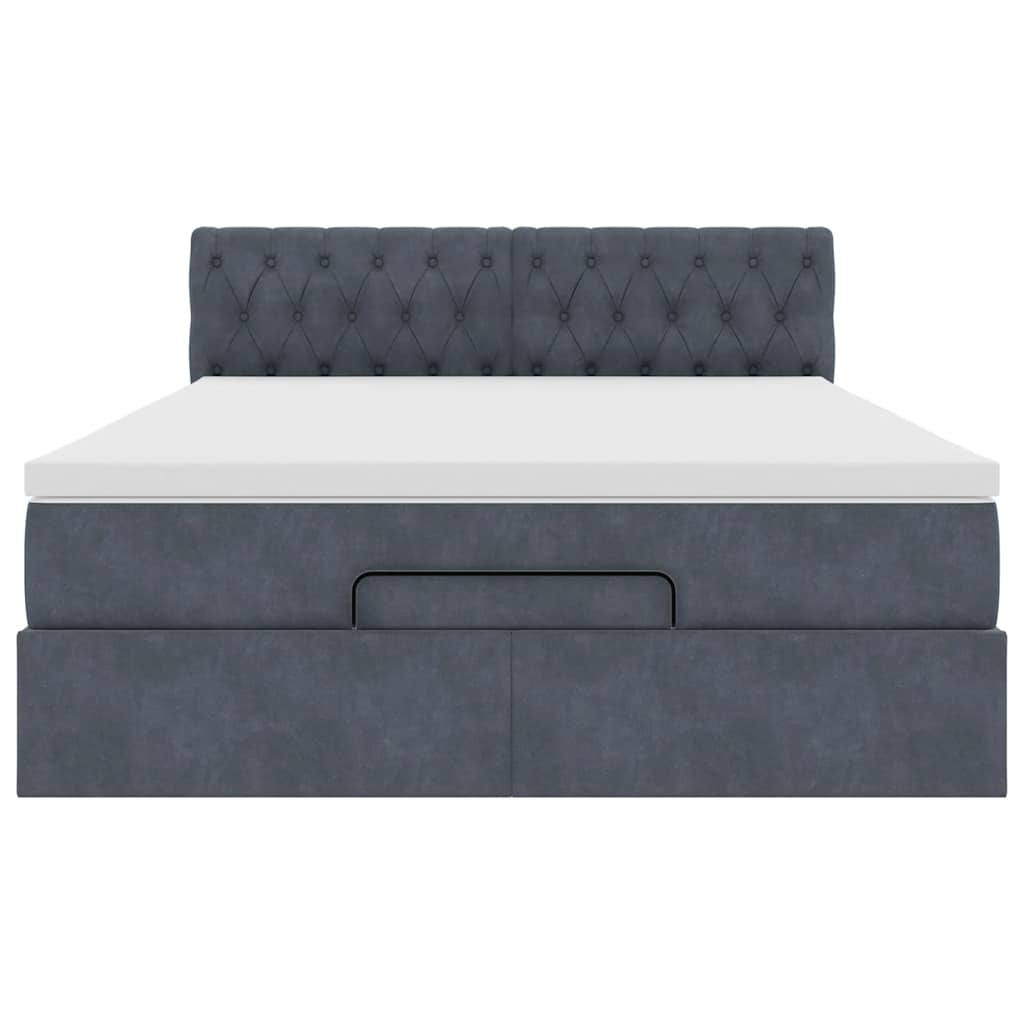 vidaXL Ottoman-Bett mit Matratze & LEDs Dunkelgrau 140x190 cm Samt