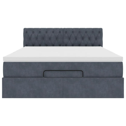 vidaXL Ottoman-Bett mit Matratze & LEDs Dunkelgrau 140x190 cm Samt