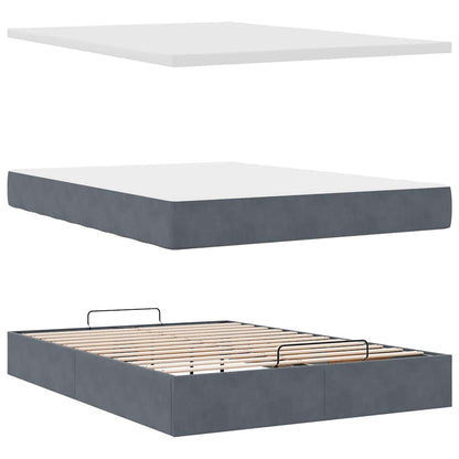 vidaXL Ottoman-Bett mit Matratze & LEDs Dunkelgrau 140x190 cm Samt