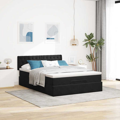 vidaXL Ottoman-Bett mit Matratze & LEDs Schwarz 140x190 cm Samt