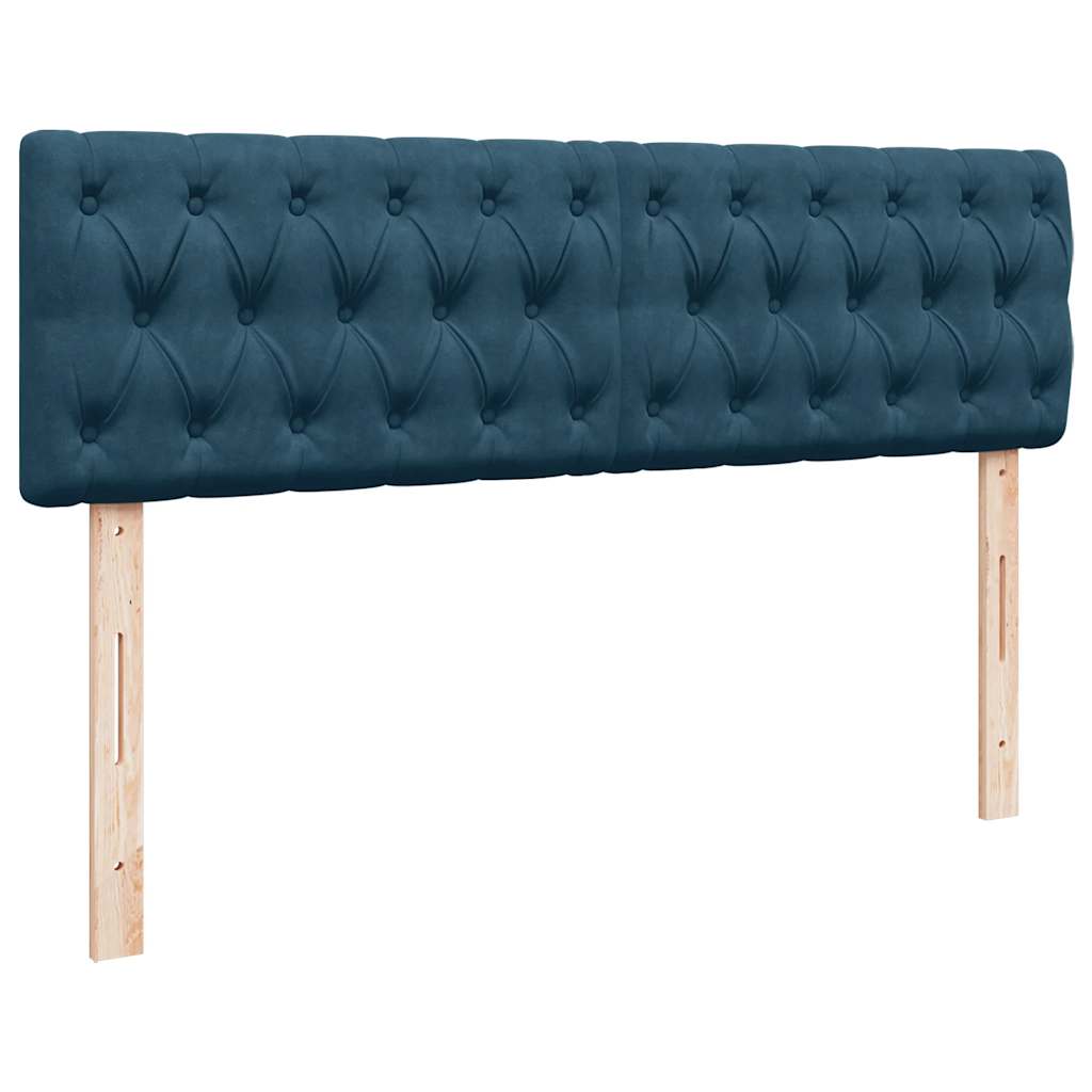 vidaXL Ottoman-Bett mit Matratze & LEDs Dunkelblau 140x190 cm Samt