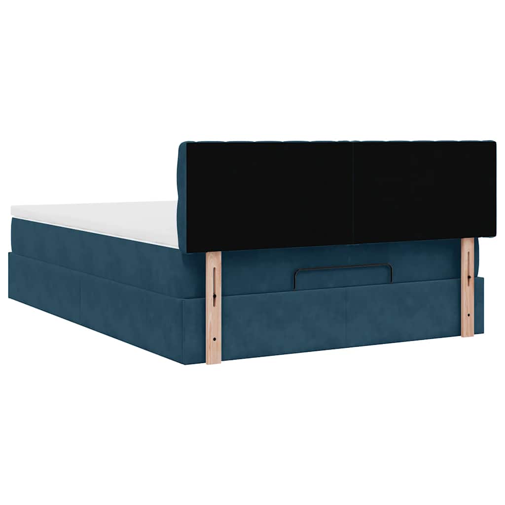 vidaXL Ottoman-Bett mit Matratze & LEDs Dunkelblau 140x190 cm Samt