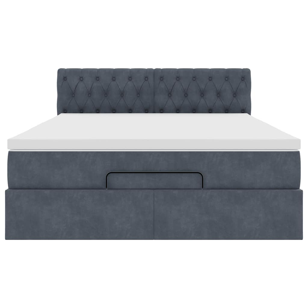vidaXL Ottoman-Bett mit Matratze & LEDs Dunkelgrau 140x200 cm Samt