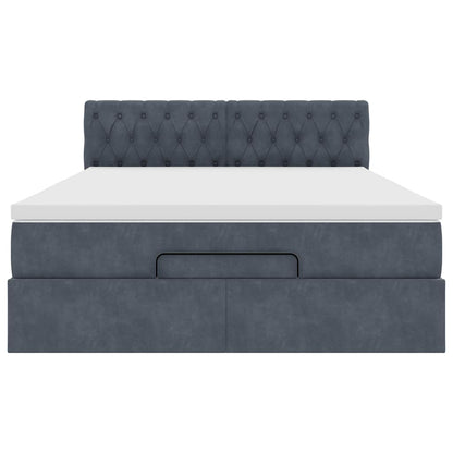 vidaXL Ottoman-Bett mit Matratze & LEDs Dunkelgrau 140x200 cm Samt