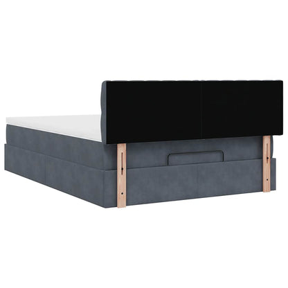 vidaXL Ottoman-Bett mit Matratze & LEDs Dunkelgrau 140x200 cm Samt