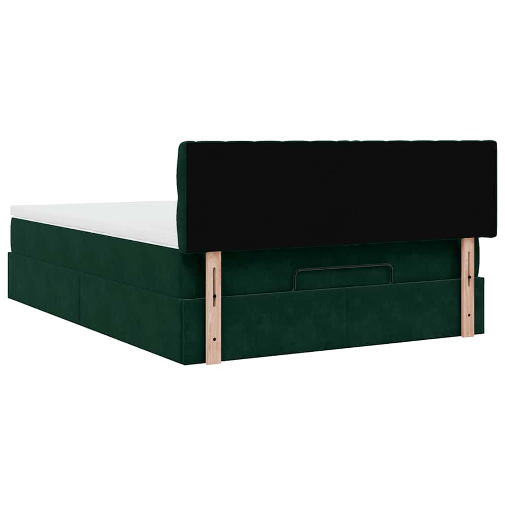 vidaXL Ottoman-Bett mit Matratze & LEDs Dunkelgrün 140x200 cm Samt