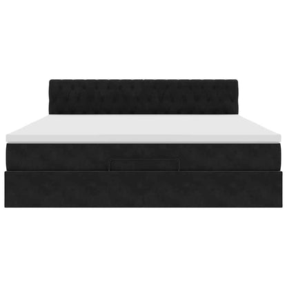 Ottoman-Bett mit Matratze & LEDs Schwarz 160x200 cm Samt