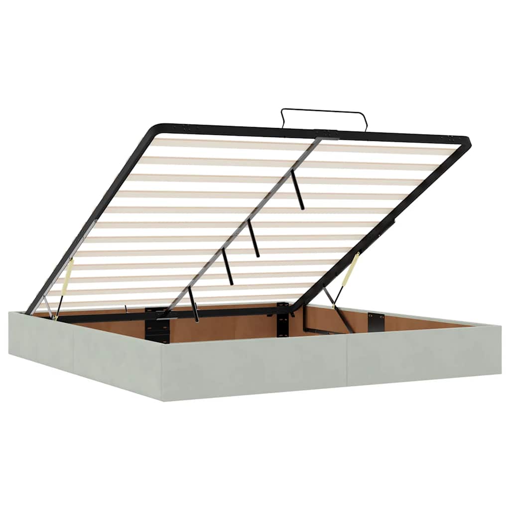 Ottoman-Bett mit Matratze & LEDs Hellgrau 180x200 cm Samt