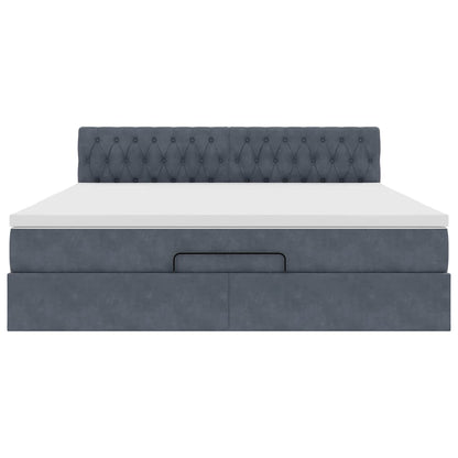 vidaXL Ottoman-Bett mit Matratze & LEDs Dunkelgrau 180x200 cm Samt