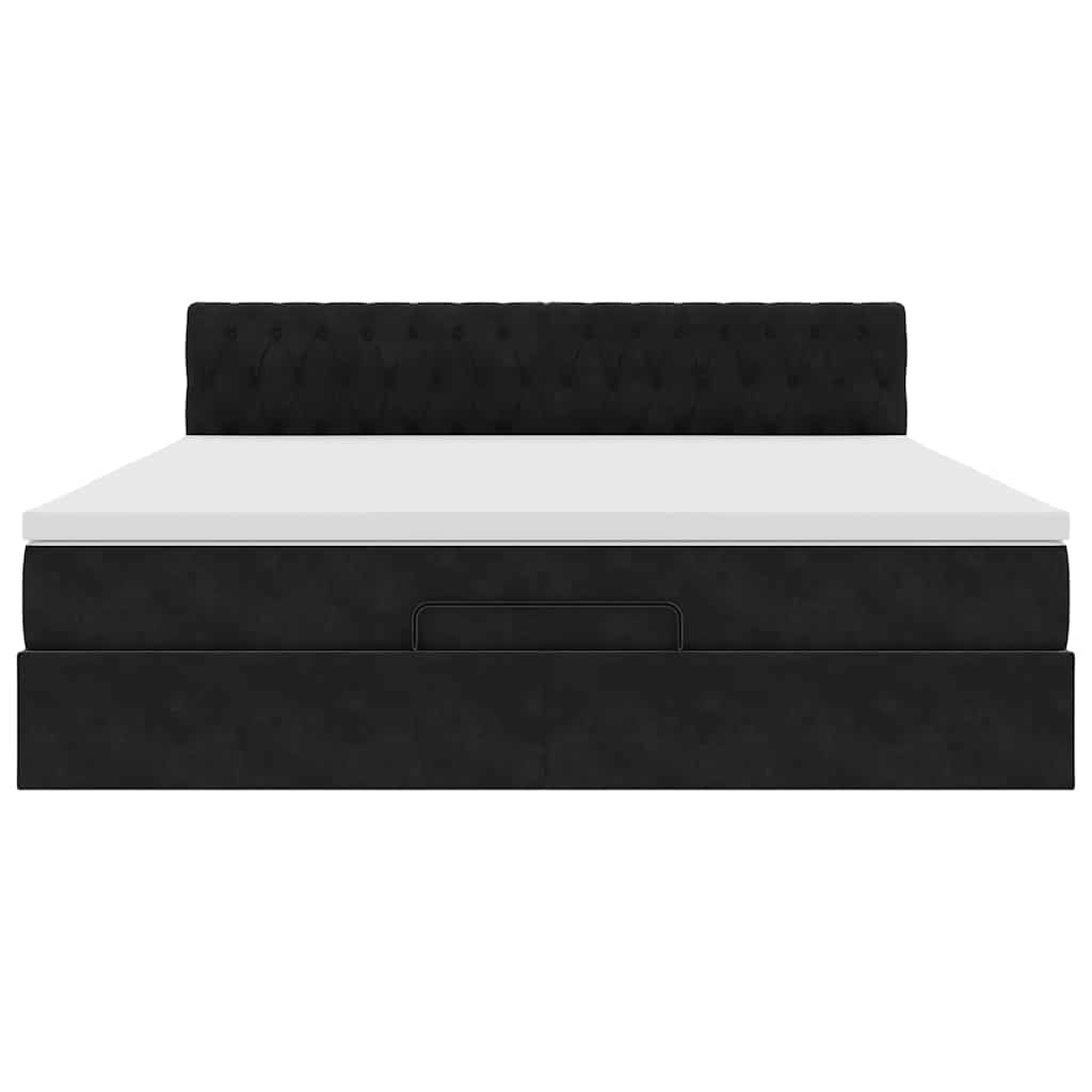 vidaXL Ottoman-Bett mit Matratze & LEDs Schwarz 180x200 cm Samt