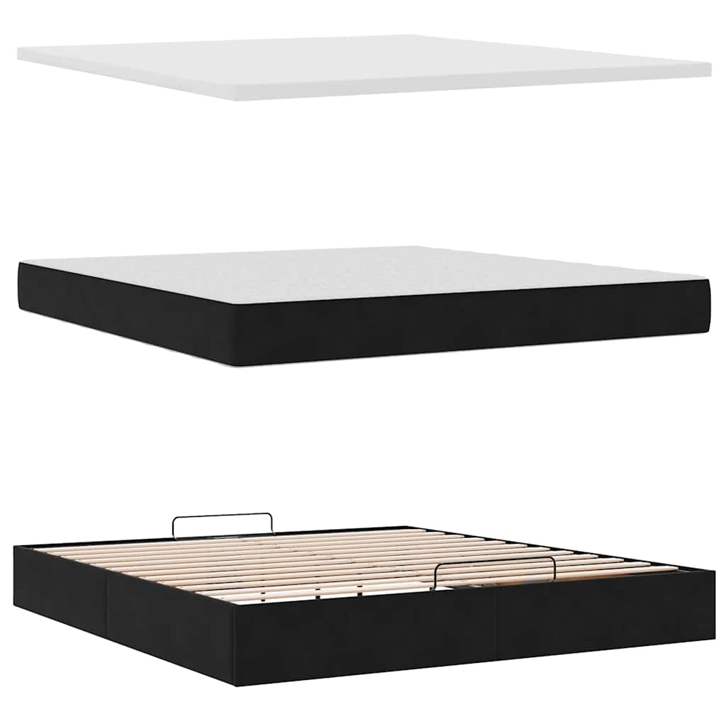 vidaXL Ottoman-Bett mit Matratze & LEDs Schwarz 180x200 cm Samt