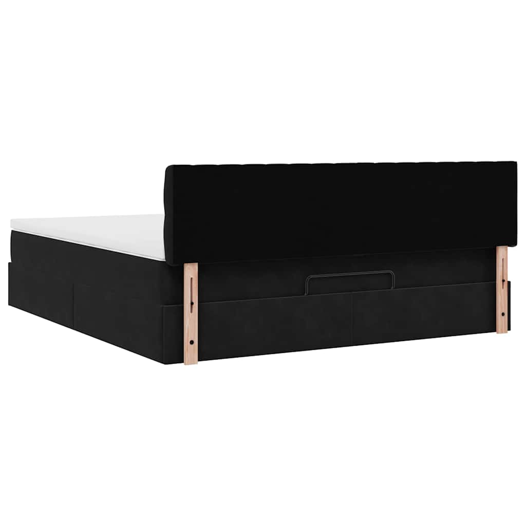 vidaXL Ottoman-Bett mit Matratze & LEDs Schwarz 180x200 cm Samt