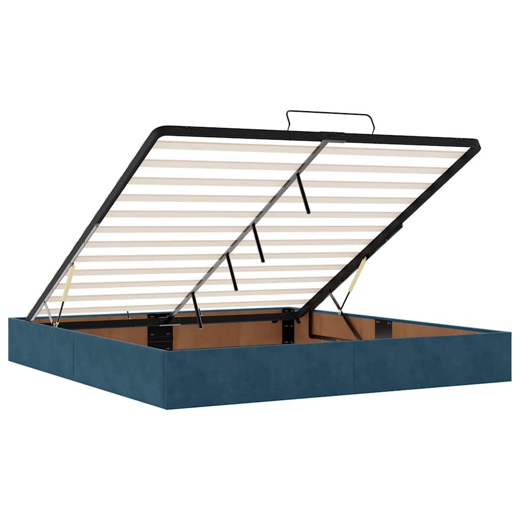 vidaXL Ottoman-Bett mit Matratze & LEDs Dunkelblau 180x200 cm Samt