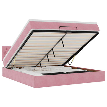 vidaXL Ottomane Bett mit Matratze & LEDs Rosa 180x200 cm Samt