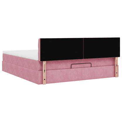 vidaXL Ottomane Bett mit Matratze & LEDs Rosa 180x200 cm Samt