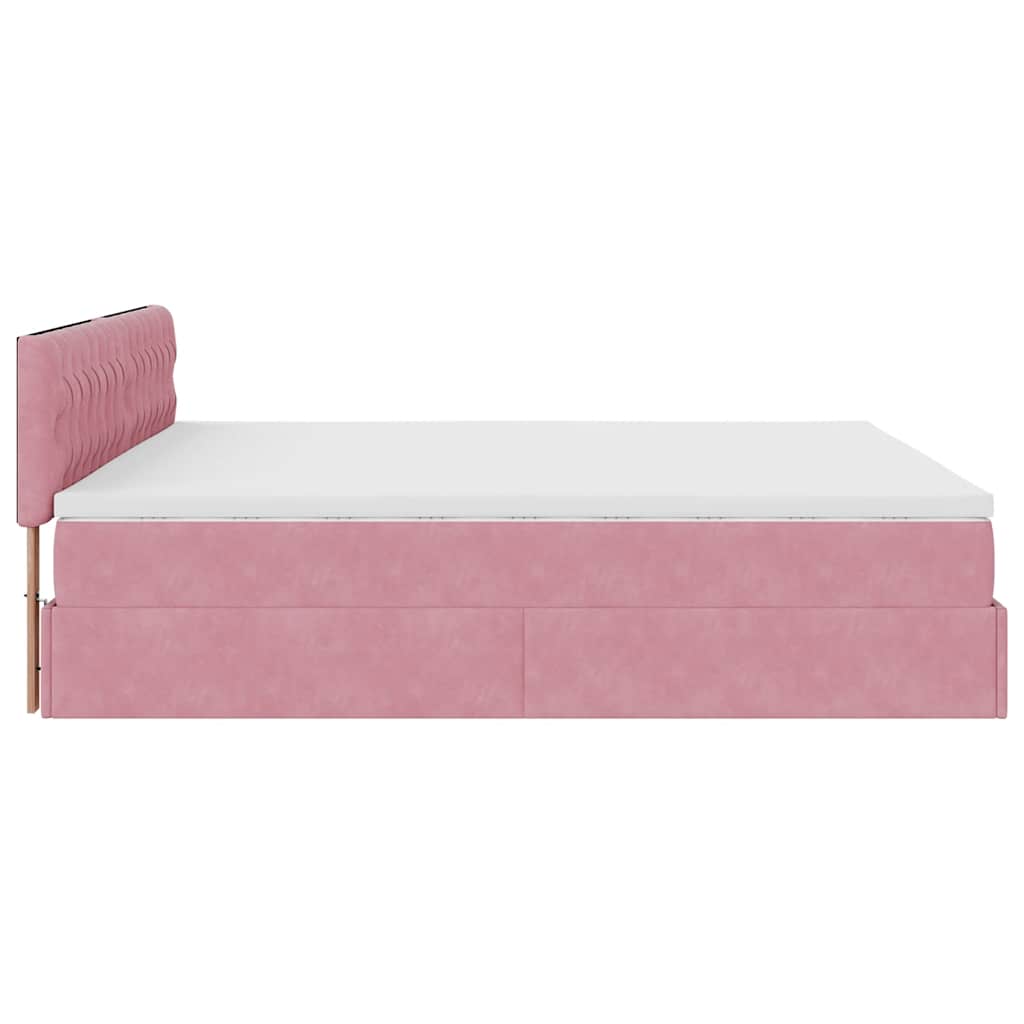 vidaXL Ottomane Bett mit Matratze & LEDs Rosa 180x200 cm Samt