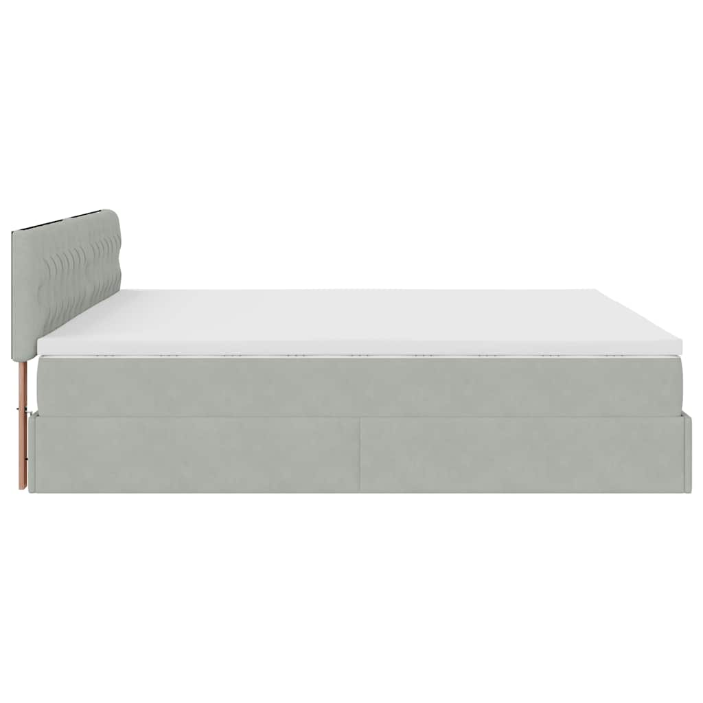 vidaXL Ottoman-Bett mit Matratzen & LEDs Hellgrau 200x200 cm Samt