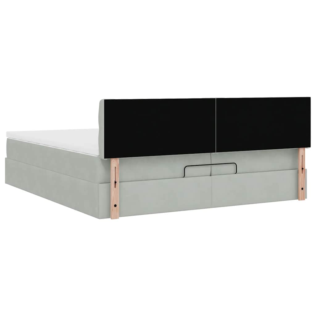 vidaXL Ottoman-Bett mit Matratzen & LEDs Hellgrau 200x200 cm Samt