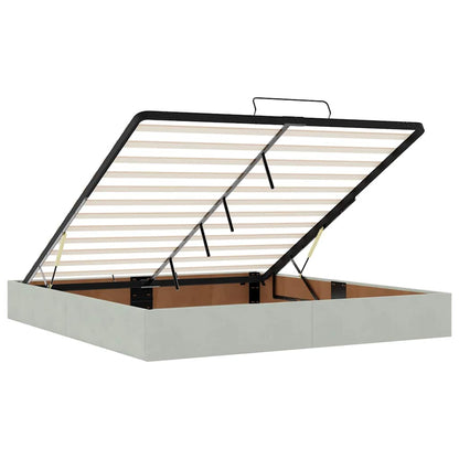 vidaXL Ottoman-Bett mit Matratzen & LEDs Hellgrau 200x200 cm Samt