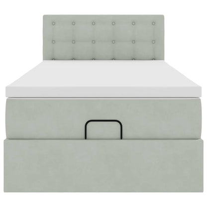 Ottoman-Bett mit Matratze & LEDs Hellgrau 80x200 cm Samt