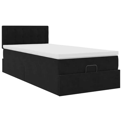 vidaXL Ottomane Bett mit Matratze & LEDs Schwarz 80x200 cm Samt